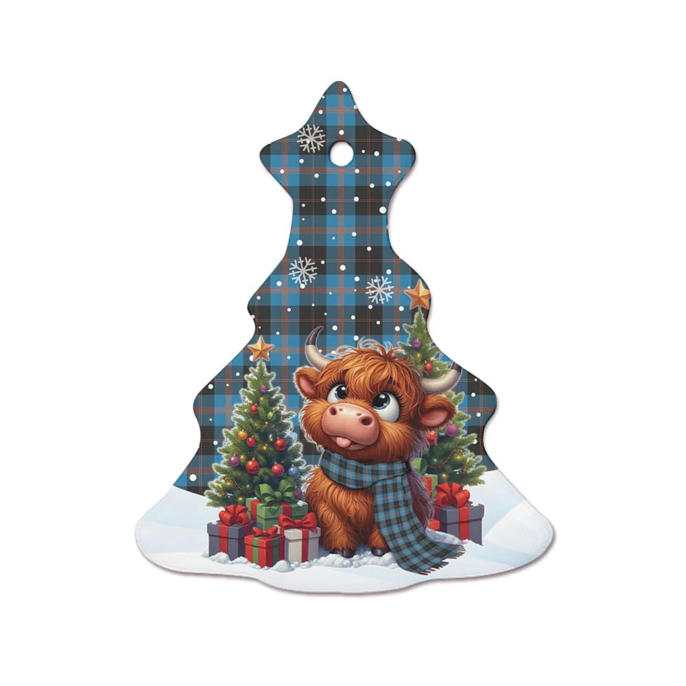 Scottish Angus Ancient Tartan Ceramic Ornament Cute Highland Cow Christmas - Image 7