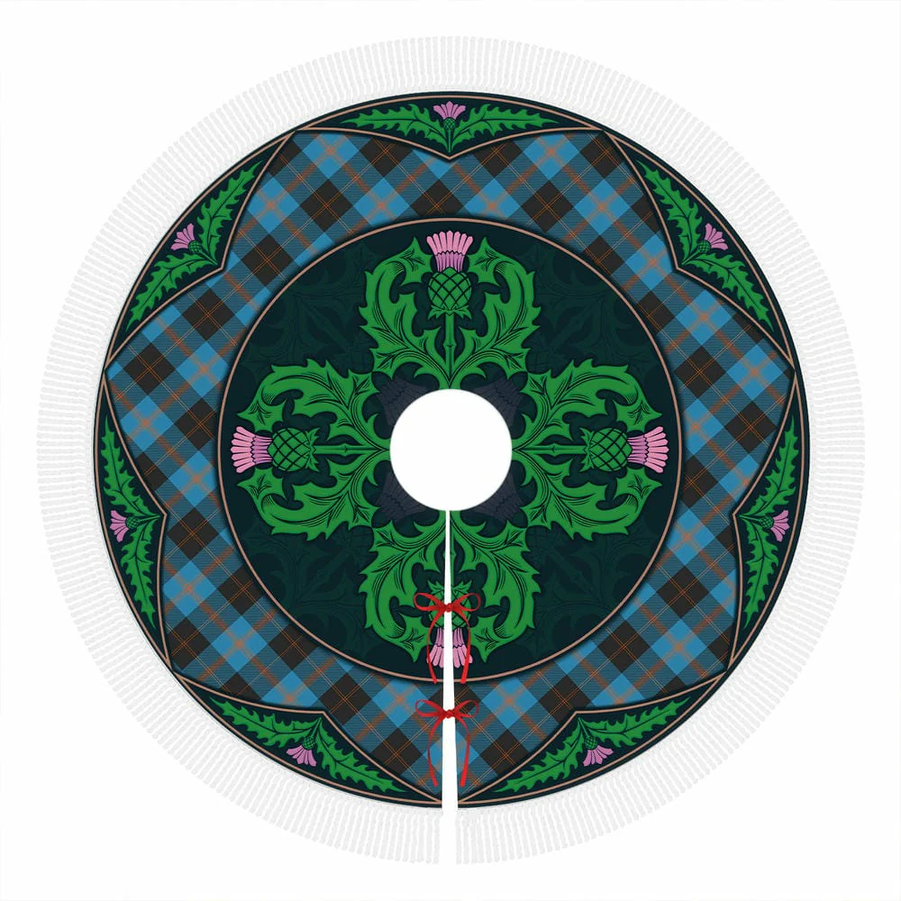 Scottish Angus Ancient Tartan Christmas Tree Skirt Old Scottish Thistle Flower - Image 4