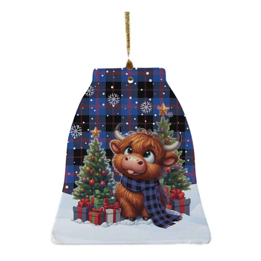 Scottish Angus Modern Tartan Ceramic Ornament Cute Highland Cow Christmas - Image 4
