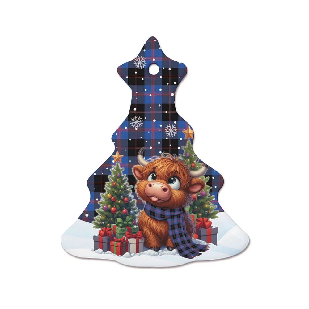 Scottish Angus Modern Tartan Ceramic Ornament Cute Highland Cow Christmas - Image 7