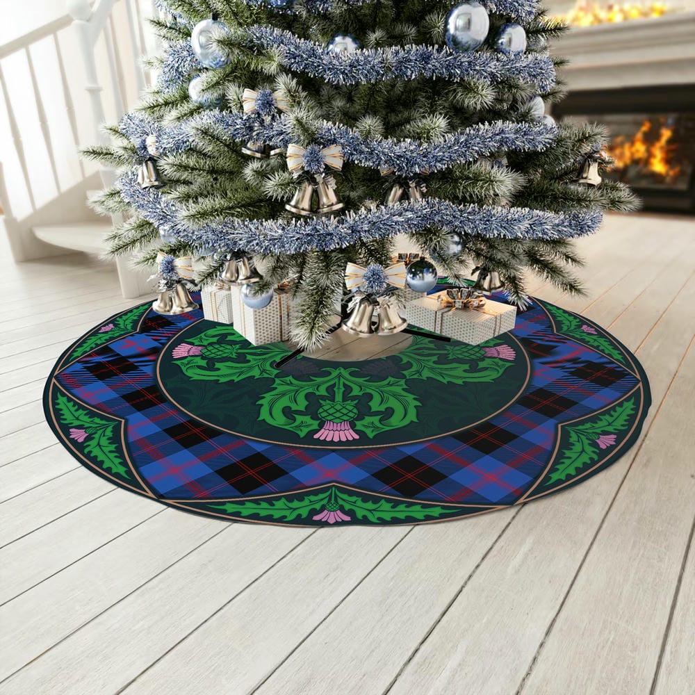 Scottish Angus Modern Tartan Christmas Tree Skirt Old Scottish Thistle Flower - Image 3
