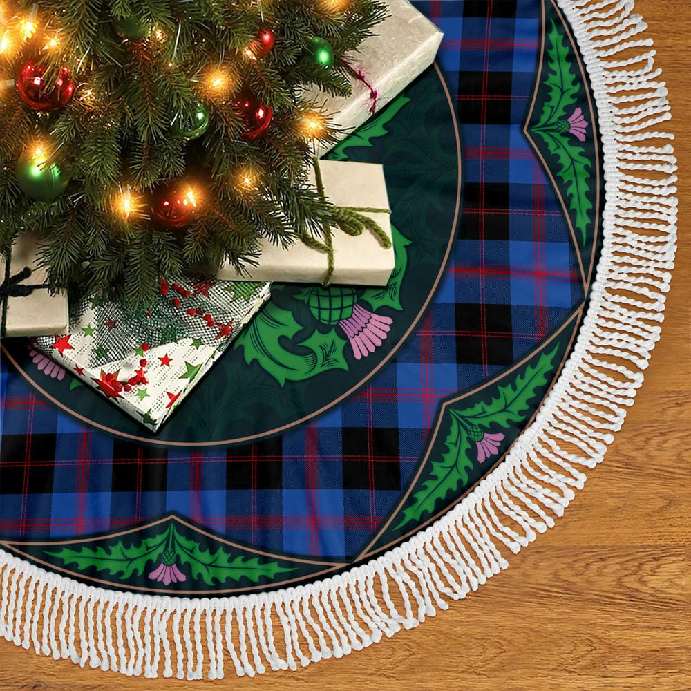 Scottish Angus Modern Tartan Christmas Tree Skirt Old Scottish Thistle Flower - Image 5