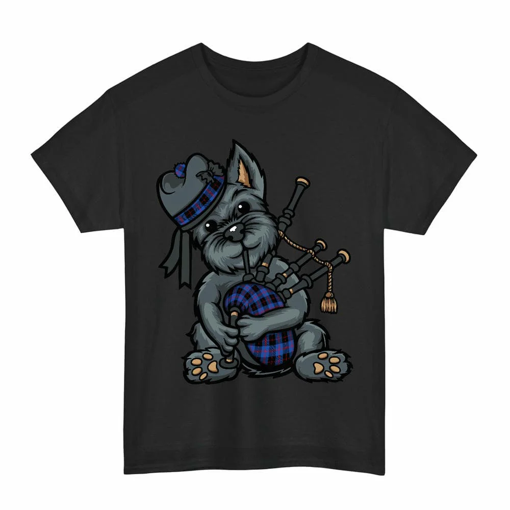 Scottish Angus Modern Clan Tartan Terrier Bagpipe Unisex T-Shirt