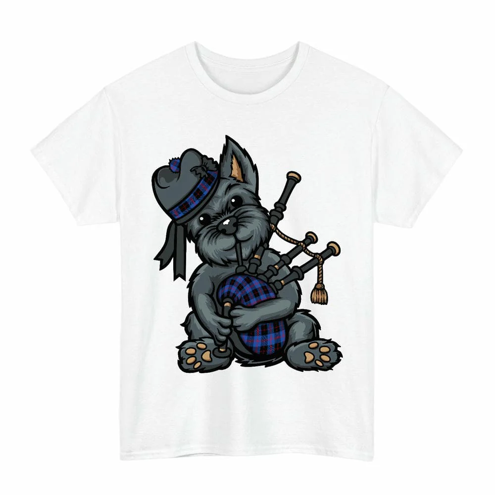 Scottish Angus Modern Clan Tartan Terrier Bagpipe Unisex T-Shirt - Image 2