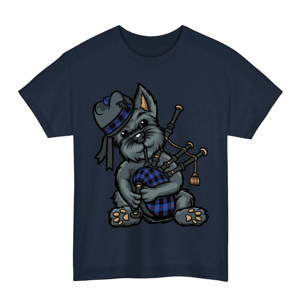 Scottish Angus Modern Clan Tartan Terrier Bagpipe Unisex T-Shirt - Image 7