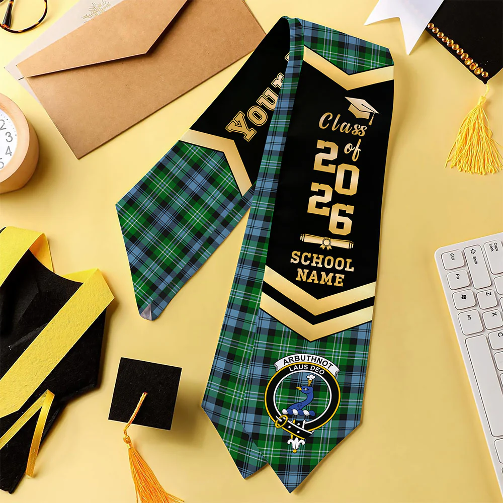 Scottish Arbuthnot Ancient Clan Badge Tartan Graduation Stole Black Gold Honor - Image 4