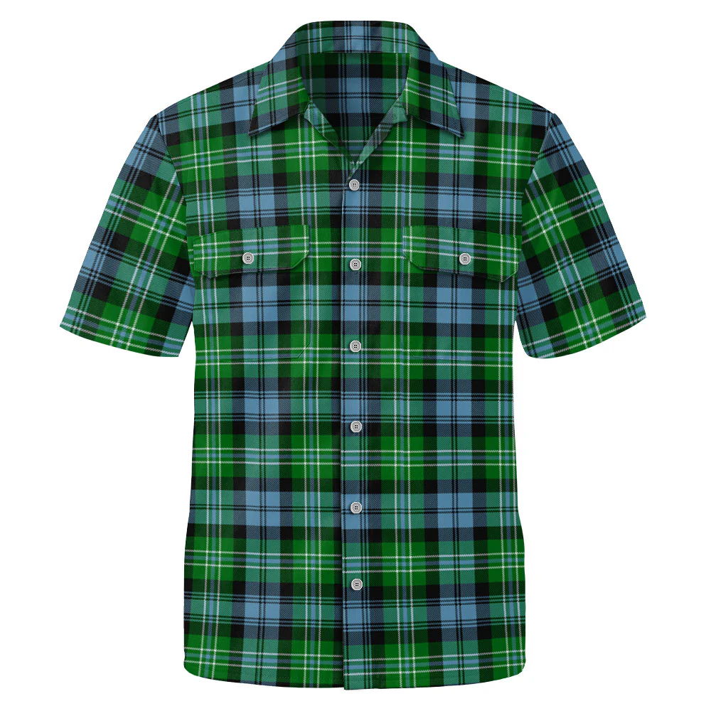 Scottish Arbuthnot Ancient Clan Badge Tartan Short Sleeve Work Shirt