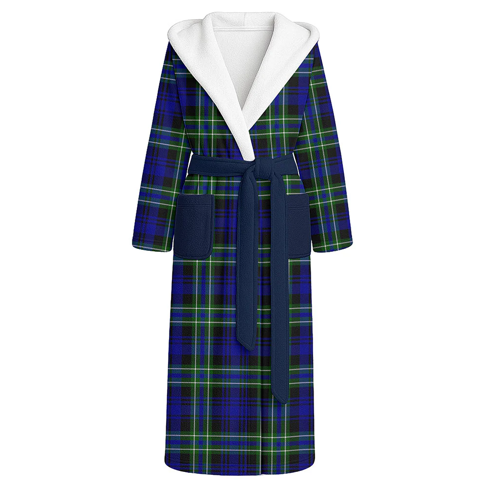 Scottish Arbuthnot Modern Clan Badge Tartan Flannel Hooded Bathrobe
