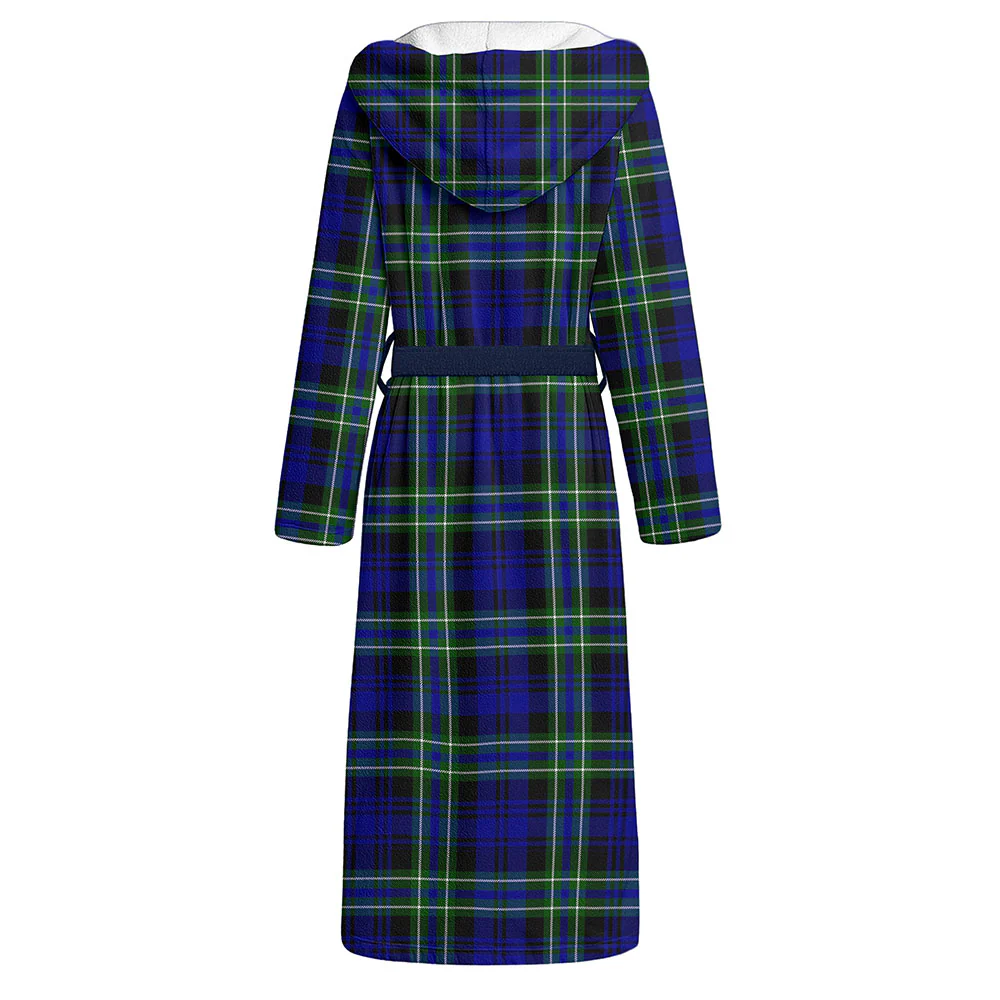 Scottish Arbuthnot Modern Clan Badge Tartan Flannel Hooded Bathrobe - Image 2