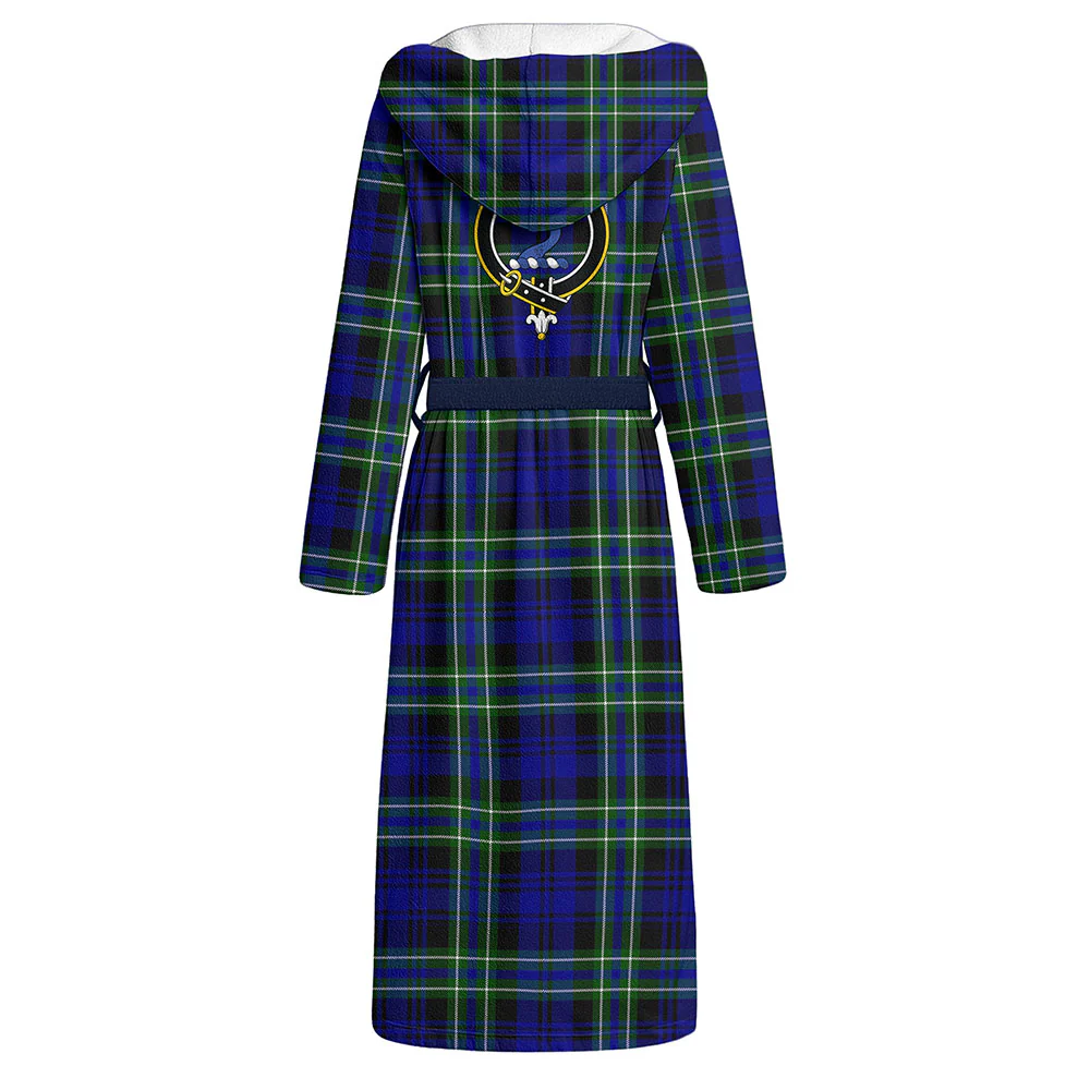 Scottish Arbuthnot Modern Clan Badge Tartan Flannel Hooded Bathrobe - Image 3