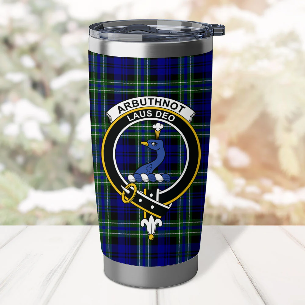 Scottish Arbuthnot Modern Clan Badge Tartan Tumbler - Image 2