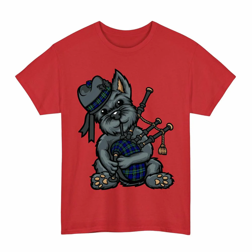 Scottish Arbuthnot Modern Clan Tartan Terrier Bagpipe Unisex T-Shirt - Image 3