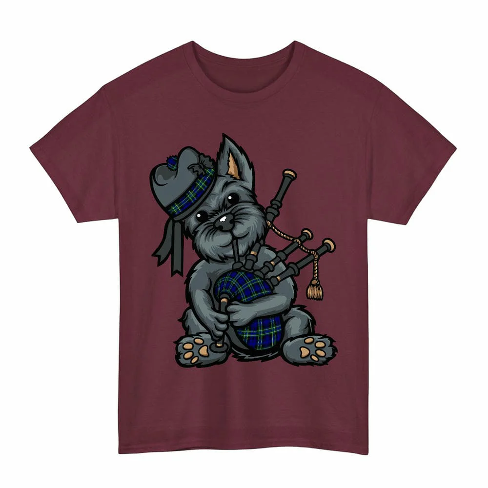 Scottish Arbuthnot Modern Clan Tartan Terrier Bagpipe Unisex T-Shirt - Image 4