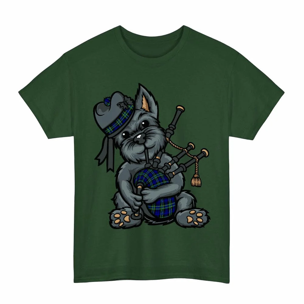 Scottish Arbuthnot Modern Clan Tartan Terrier Bagpipe Unisex T-Shirt - Image 6