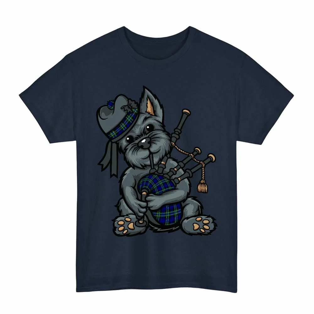 Scottish Arbuthnot Modern Clan Tartan Terrier Bagpipe Unisex T-Shirt - Image 7