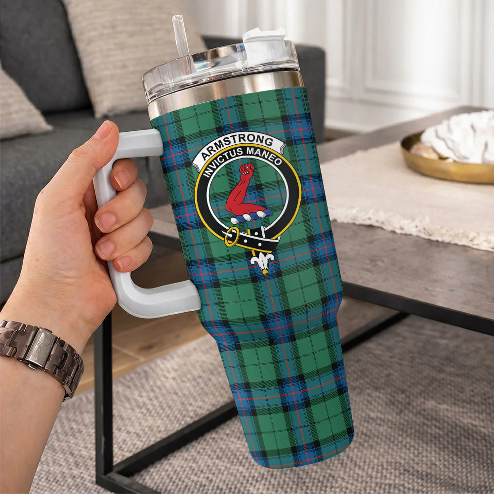 Scottish Armstrong Ancient Clan Badge Tartan 40oz Tumbler - Image 10