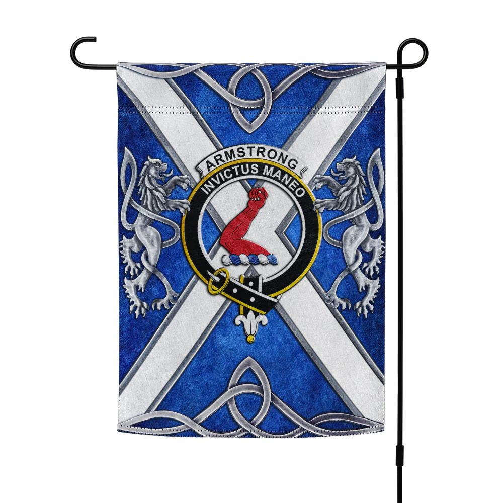 Scottish Armstrong Clan Badge Garden Flag Silver Rampant Lion Emblem