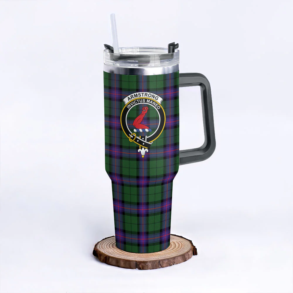 Scottish Armstrong Modern Clan Badge Tartan 40oz Tumbler - Image 6