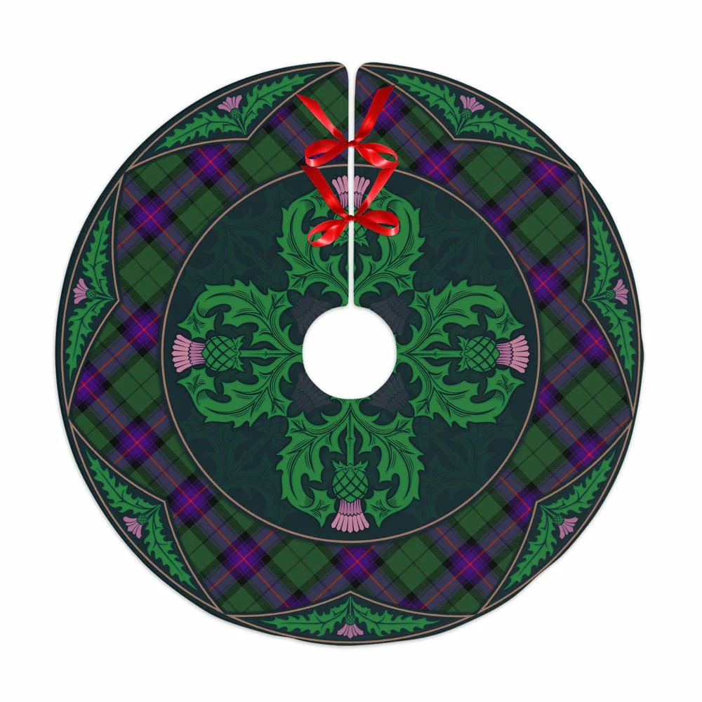 Scottish Armstrong Modern Tartan Christmas Tree Skirt Old Scottish Thistle Flower
