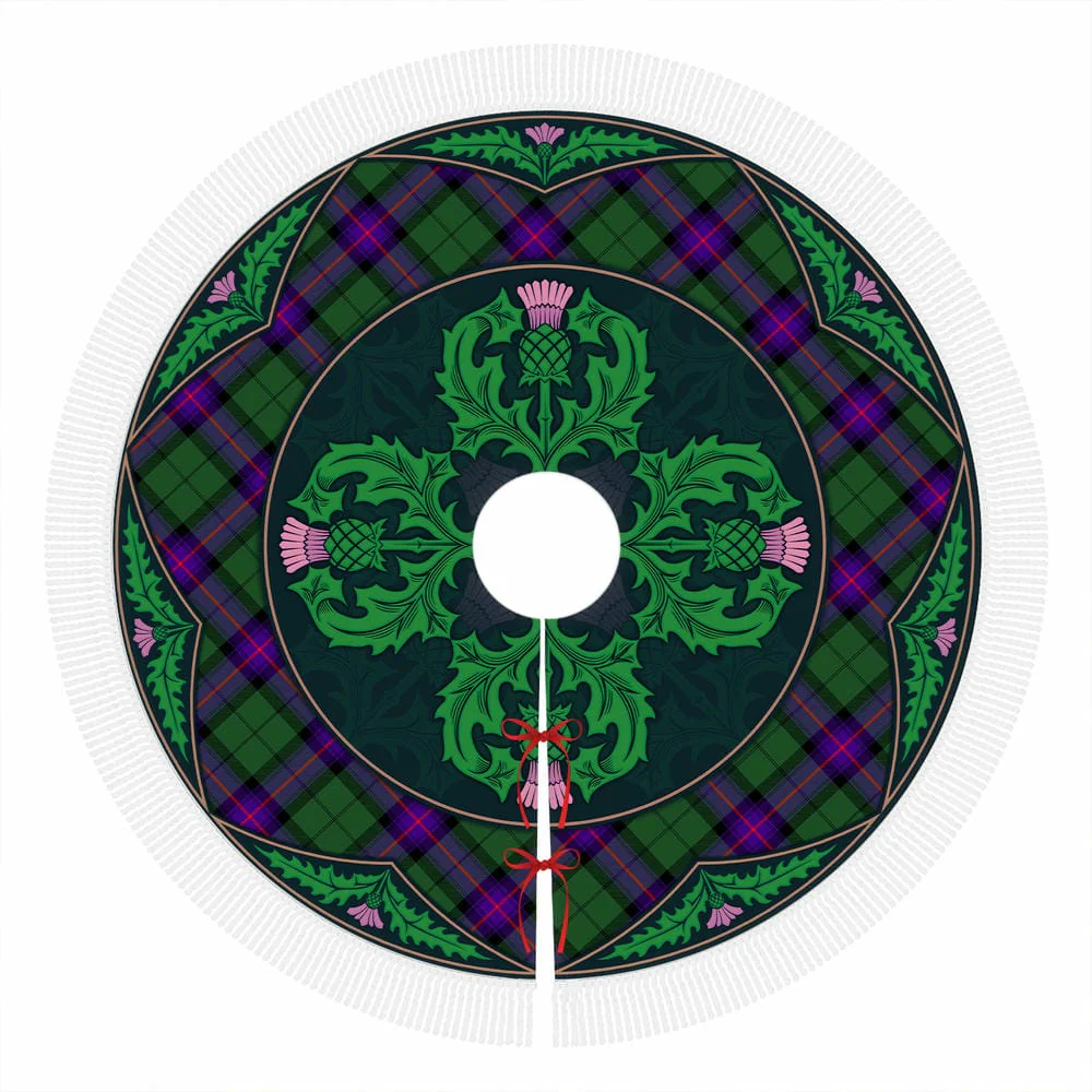 Scottish Armstrong Modern Tartan Christmas Tree Skirt Old Scottish Thistle Flower - Image 4