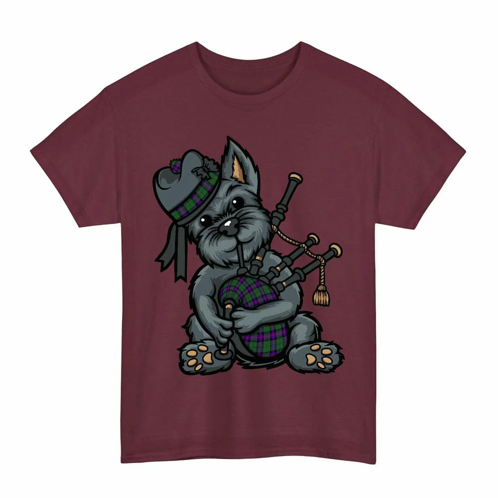 Scottish Armstrong Modern Clan Tartan Terrier Bagpipe Unisex T-Shirt - Image 4