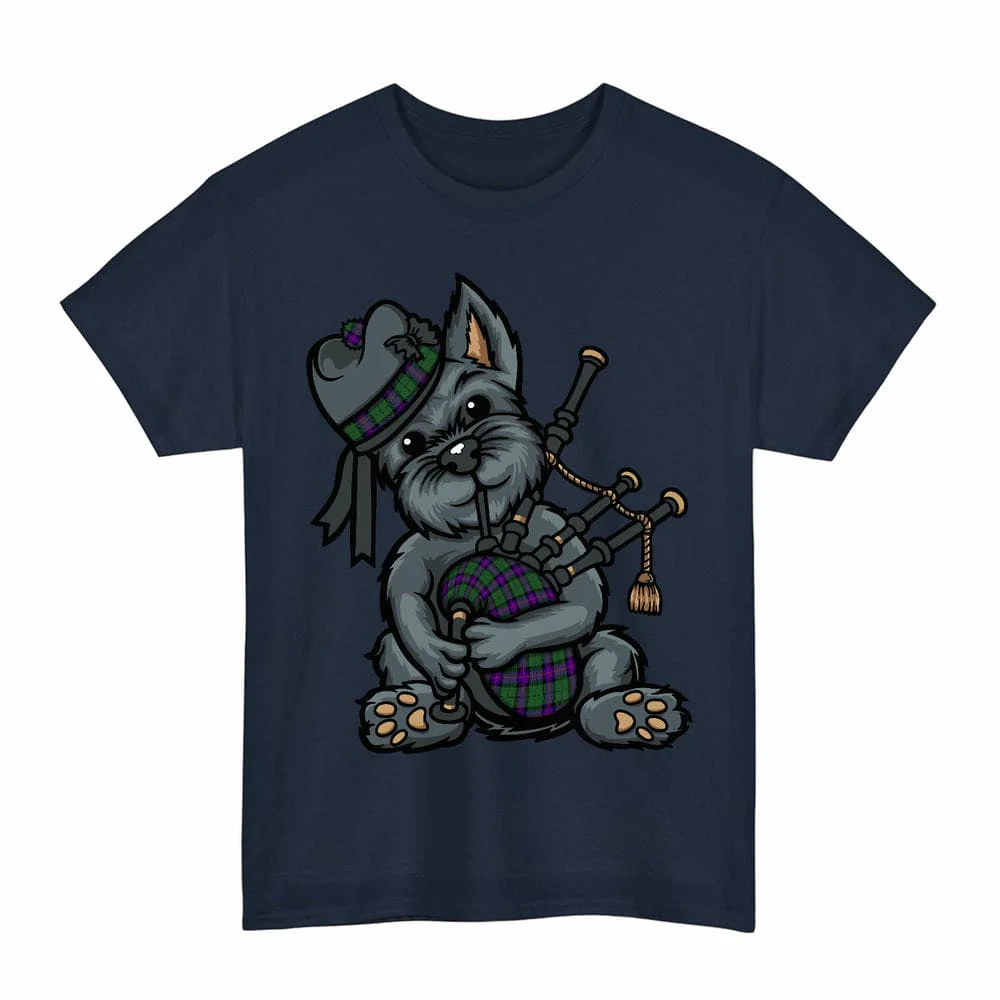 Scottish Armstrong Modern Clan Tartan Terrier Bagpipe Unisex T-Shirt - Image 7