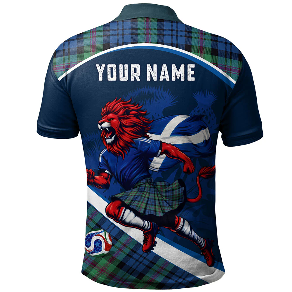 Scottish Baillie Ancient Clan Badge Tartan Polo Shirt Scotland Lion Brave Highland Spirit - Image 2