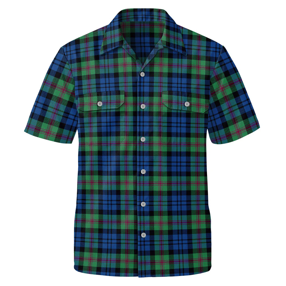 Scottish Baillie Ancient Clan Badge Tartan Short Sleeve Work Shirt