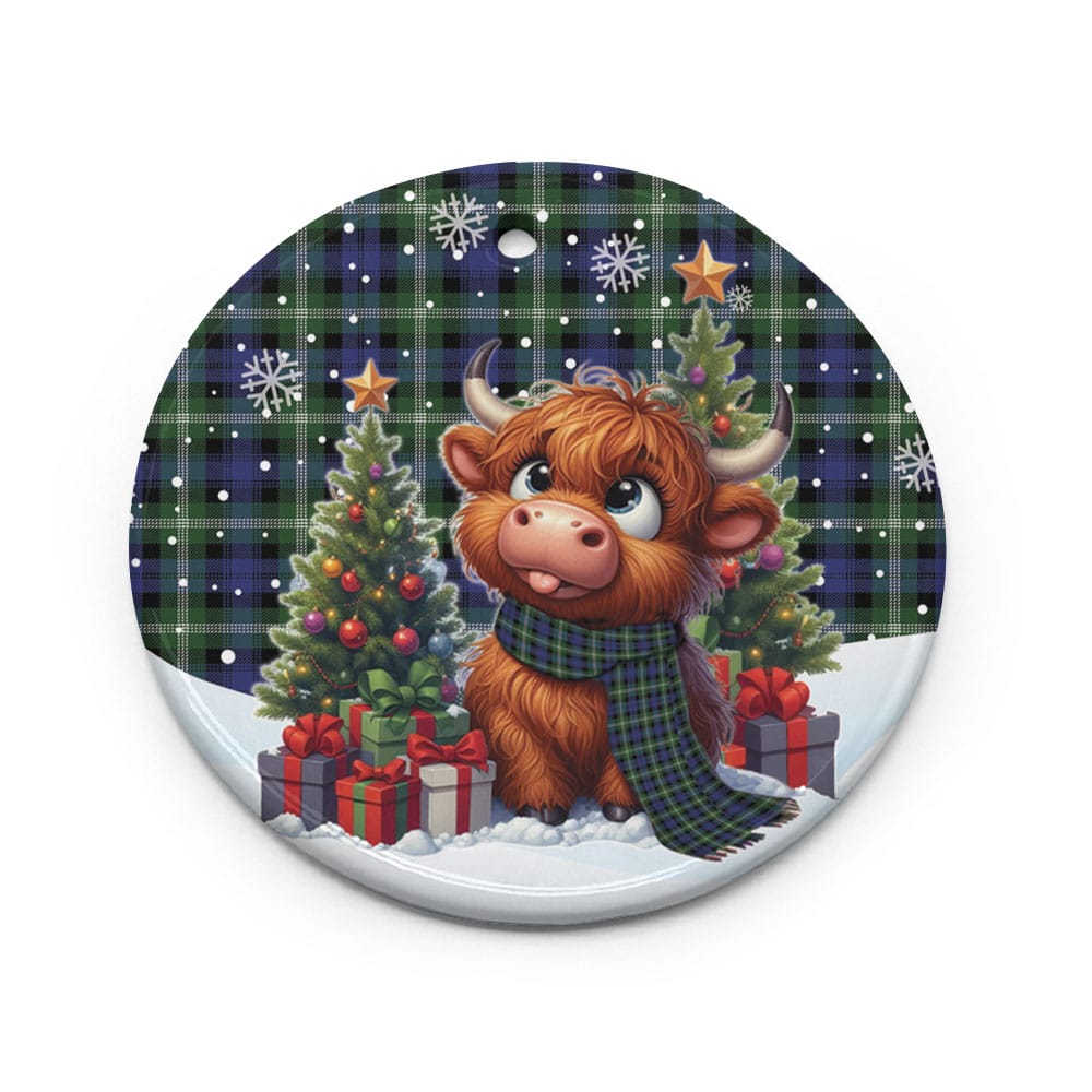 Scottish Baillie Modern Tartan Ceramic Ornament Cute Highland Cow Christmas - Image 2