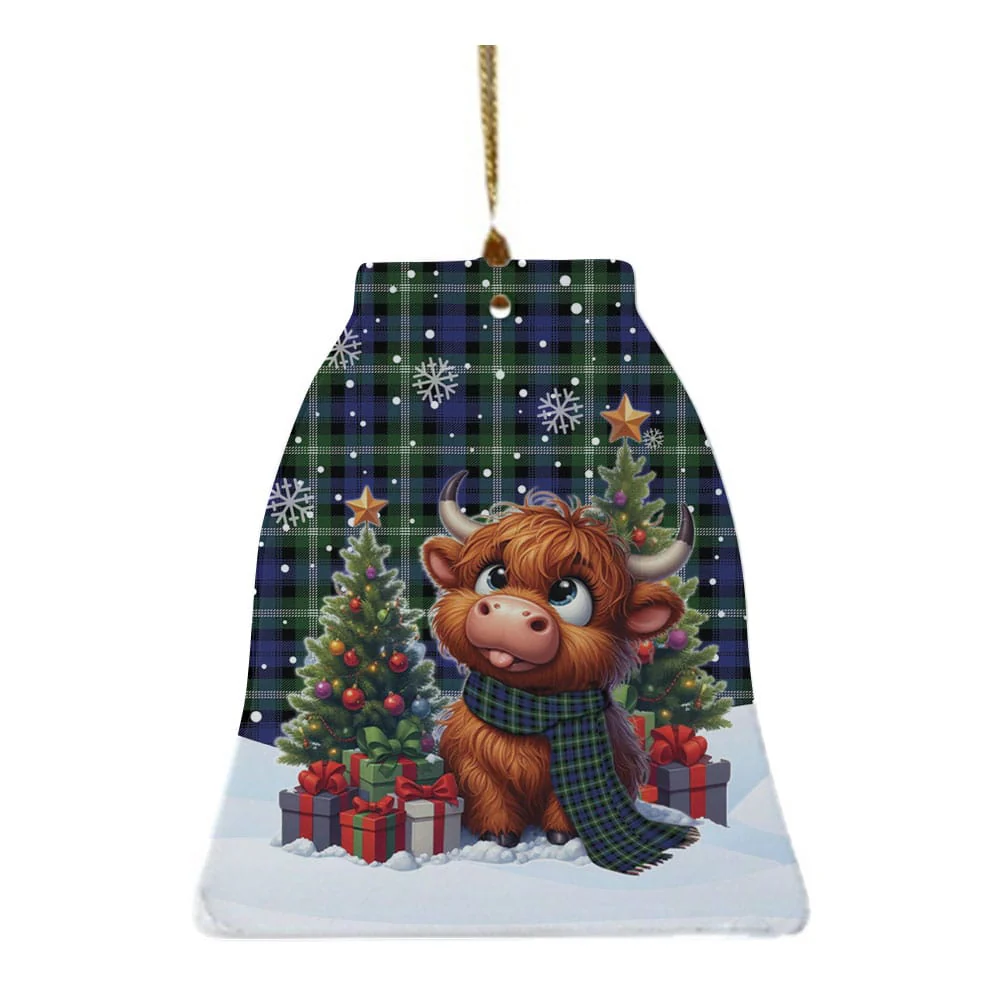 Scottish Baillie Modern Tartan Ceramic Ornament Cute Highland Cow Christmas - Image 4