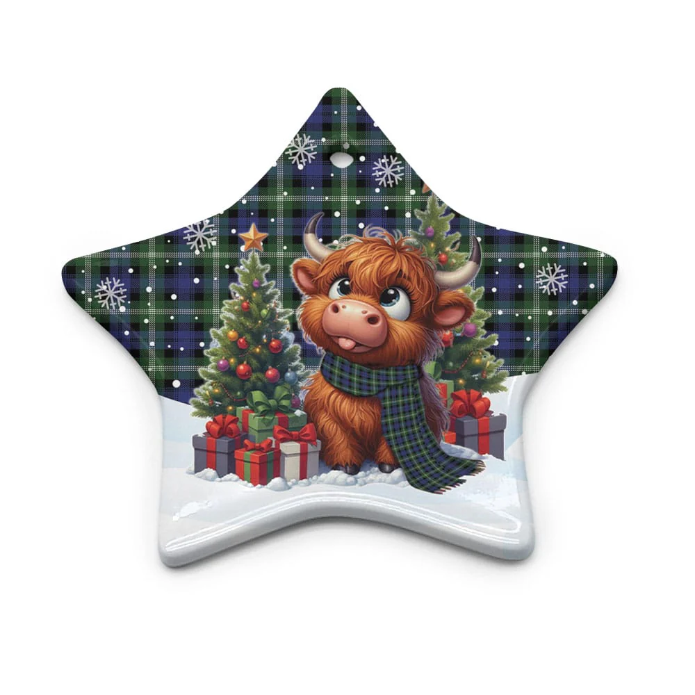 Scottish Baillie Modern Tartan Ceramic Ornament Cute Highland Cow Christmas - Image 5