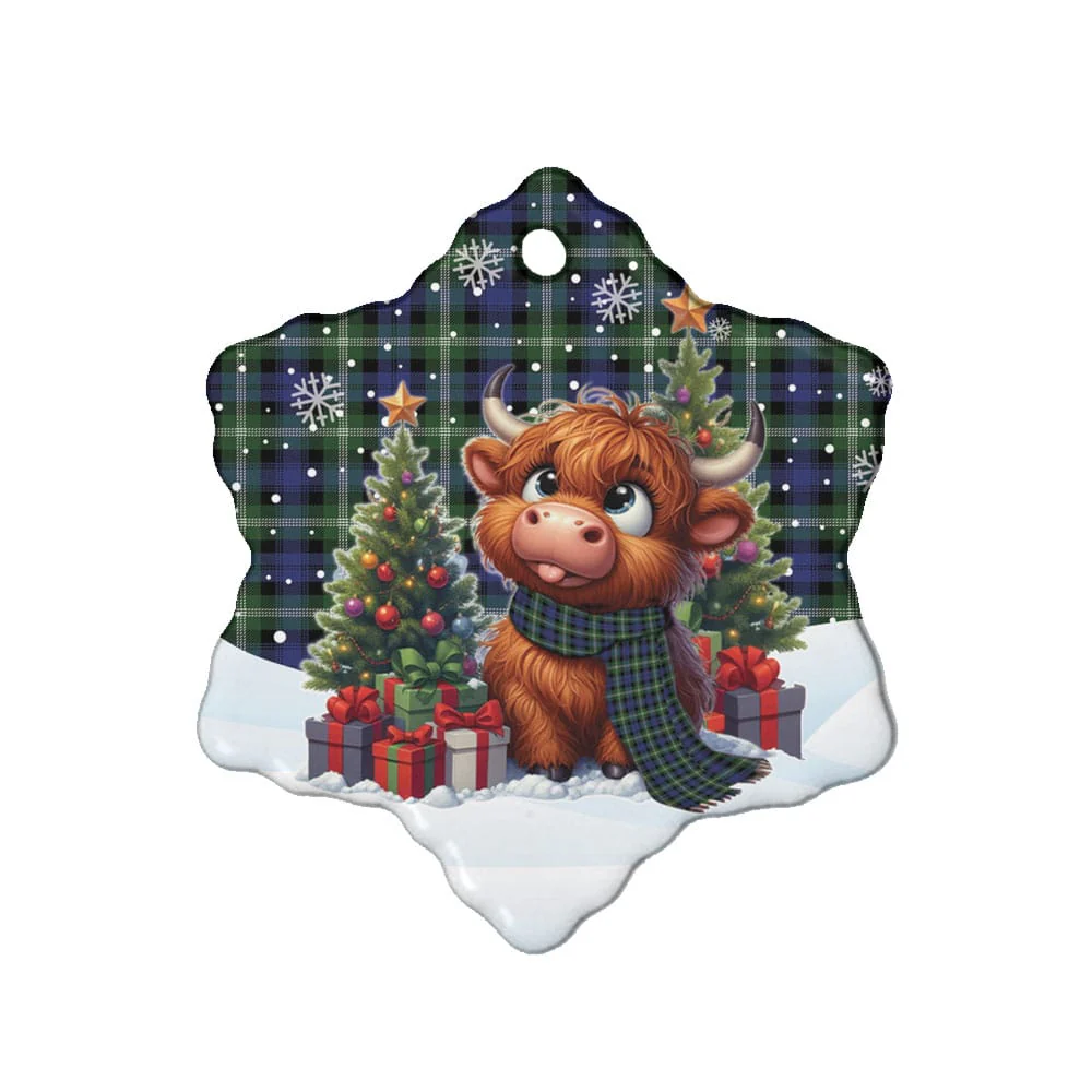 Scottish Baillie Modern Tartan Ceramic Ornament Cute Highland Cow Christmas - Image 6