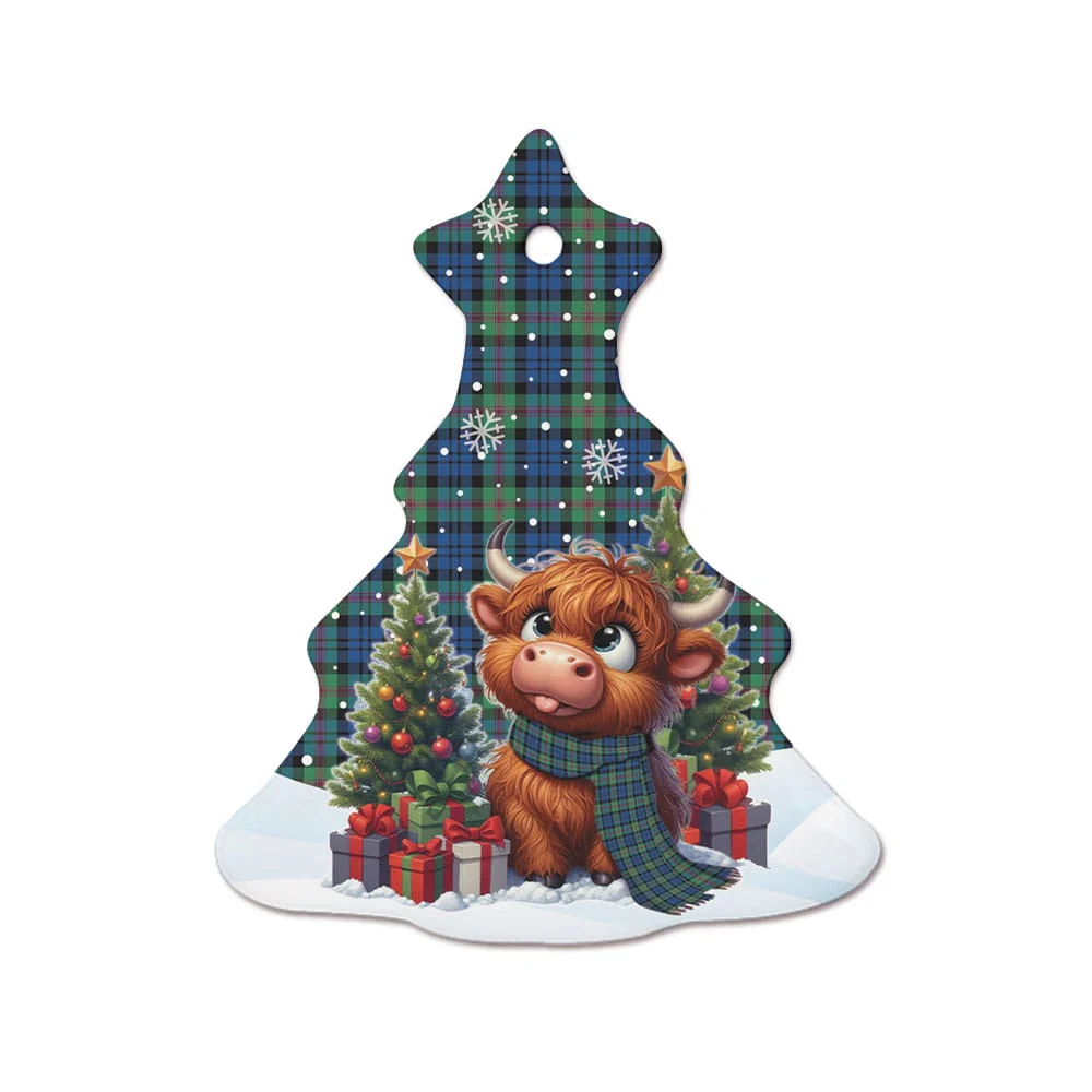 Scottish Baird Ancient Tartan Ceramic Ornament Cute Highland Cow Christmas - Image 7