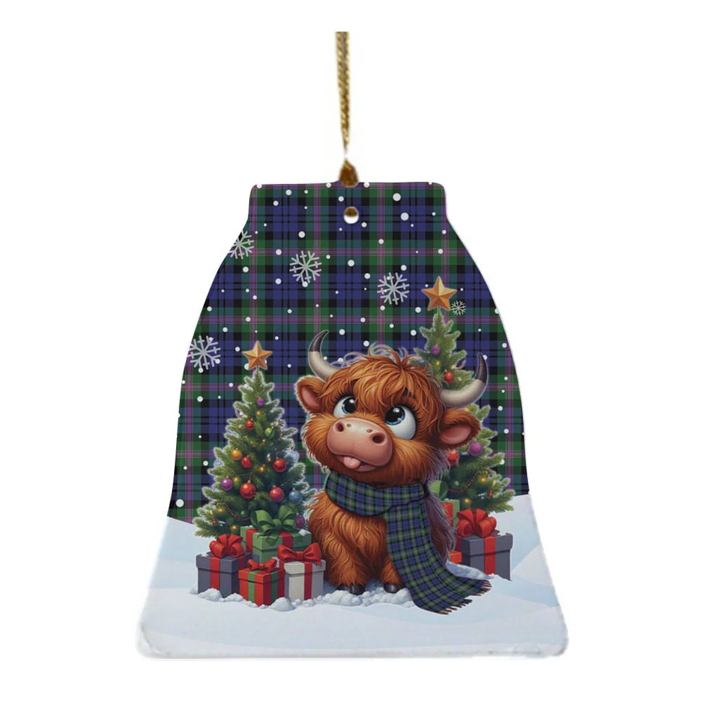 Scottish Baird Modern Tartan Ceramic Ornament Cute Highland Cow Christmas - Image 4