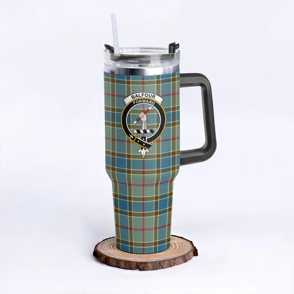 Scottish Balfour Blue Clan Badge Tartan 40oz Tumbler - Image 3