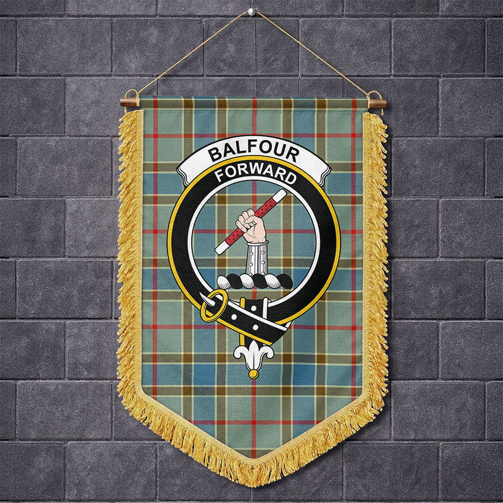 Scottish Balfour Blue Clan Badge Tartan Wall Hanging Banner