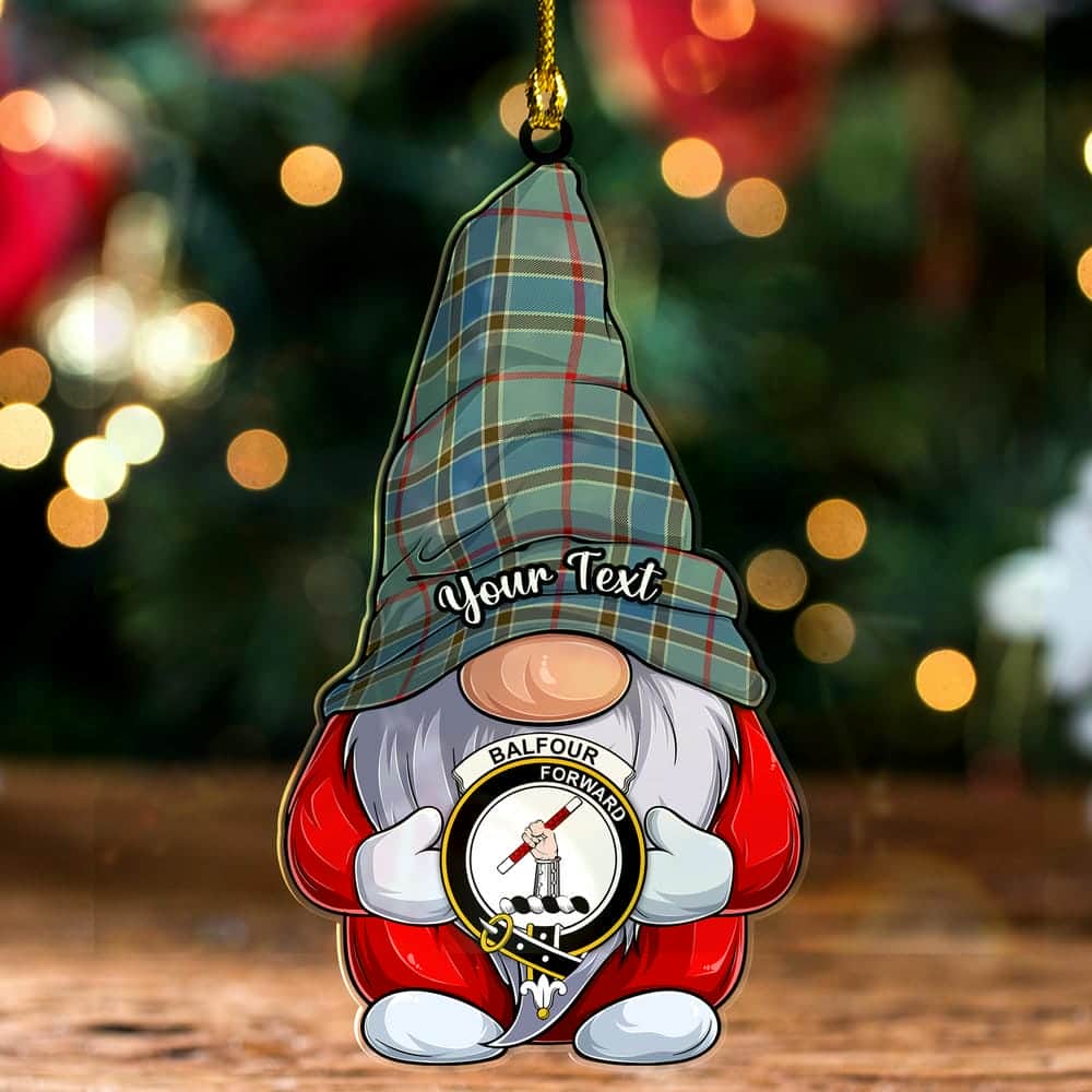 Scottish Balfour Clan Badge Tartan Christmas Gnome Ornament Custom Personalized - Image 2