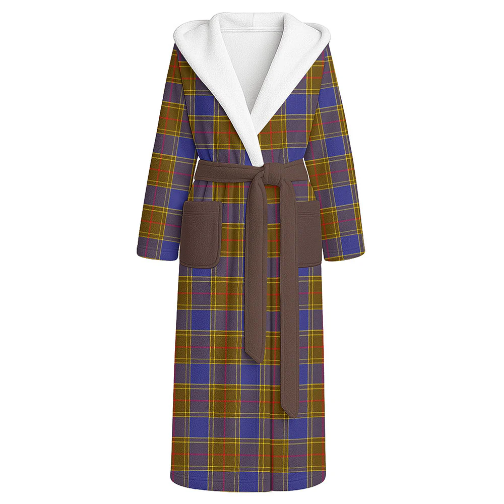Scottish Balfour Modern Clan Badge Tartan Flannel Hooded Bathrobe