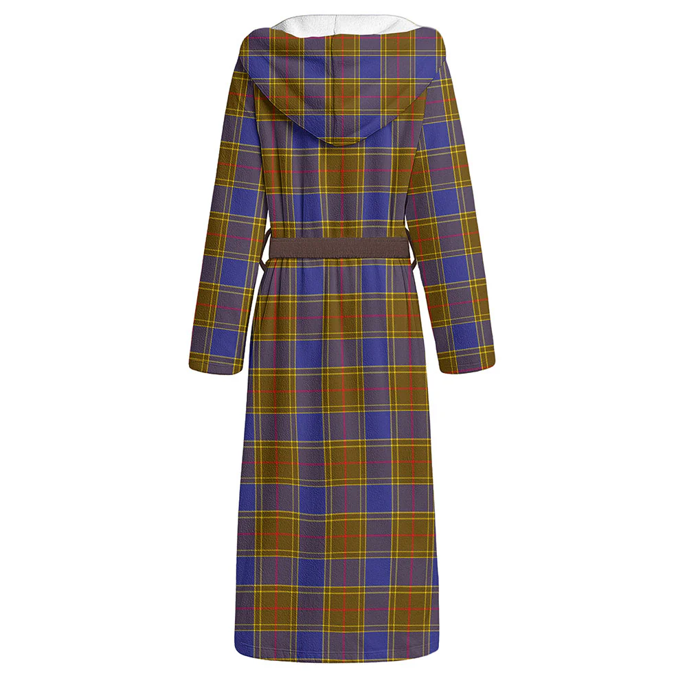 Scottish Balfour Modern Clan Badge Tartan Flannel Hooded Bathrobe - Image 2