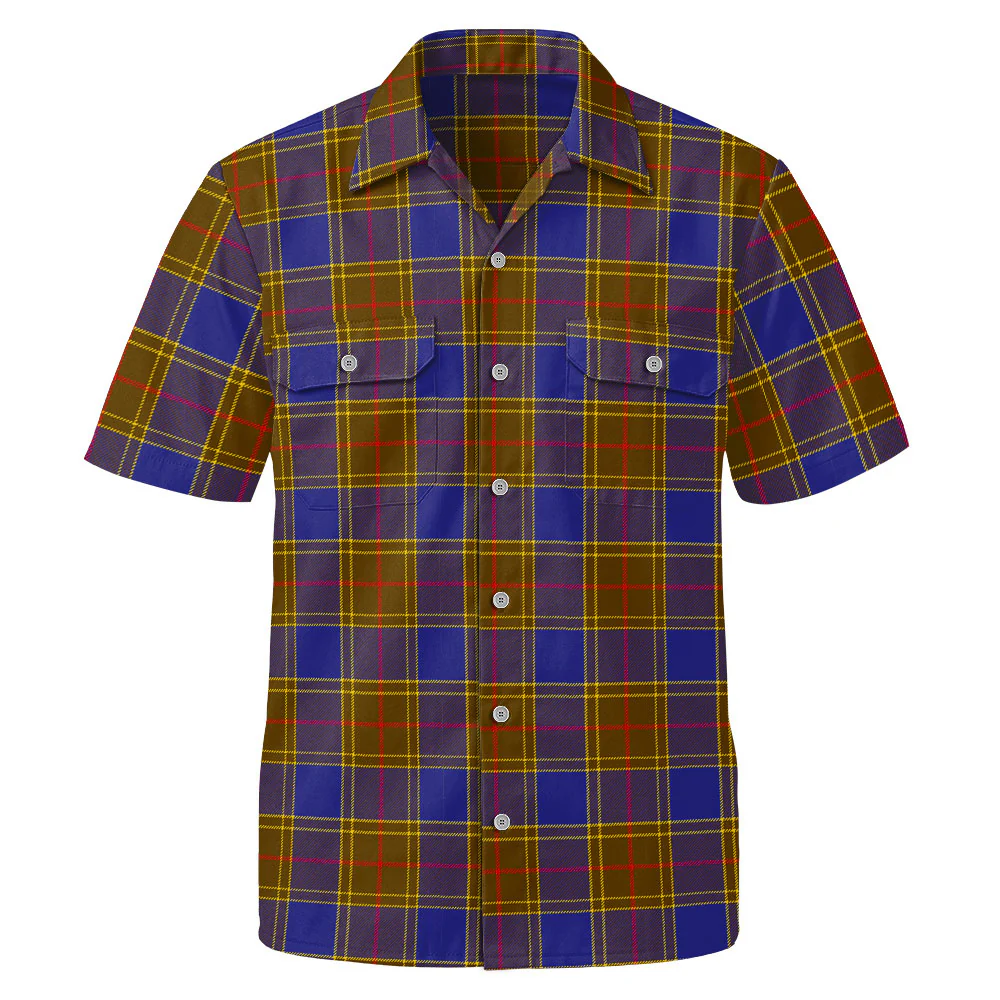 Scottish Balfour Modern Clan Badge Tartan Short Sleeve Work Shirt