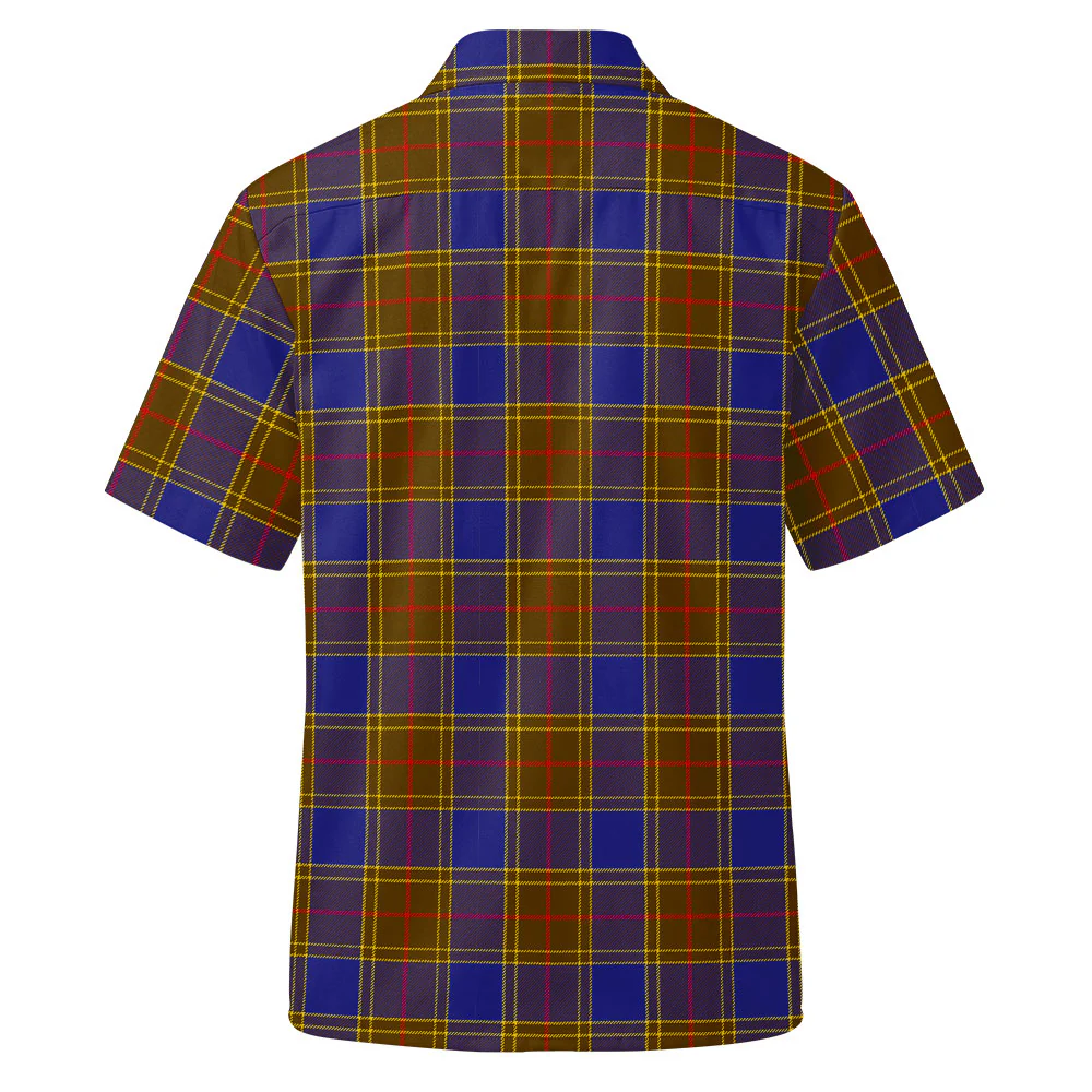 Scottish Balfour Modern Clan Badge Tartan Short Sleeve Work Shirt - Image 3