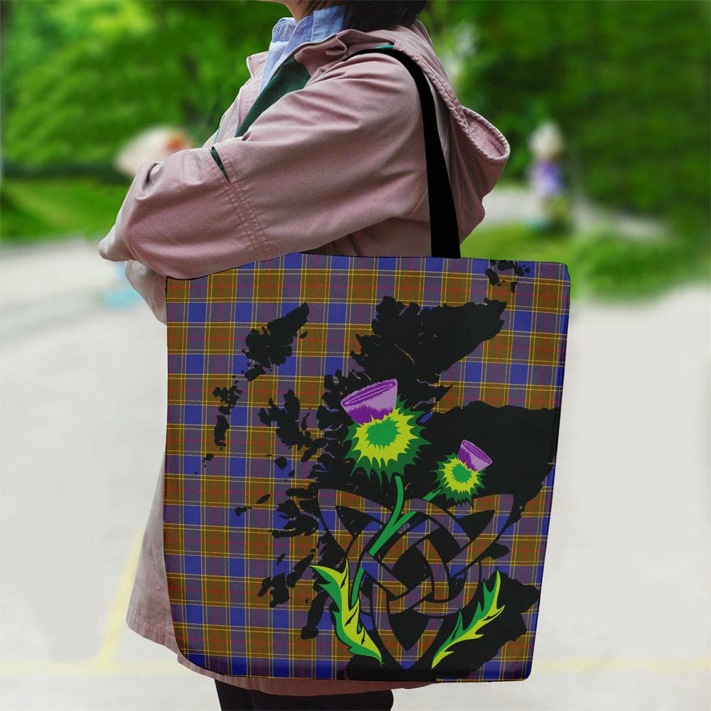 Scottish Balfour Modern Tartan Canvas Bag With Shoulder Strap With Thistle - Image 2
