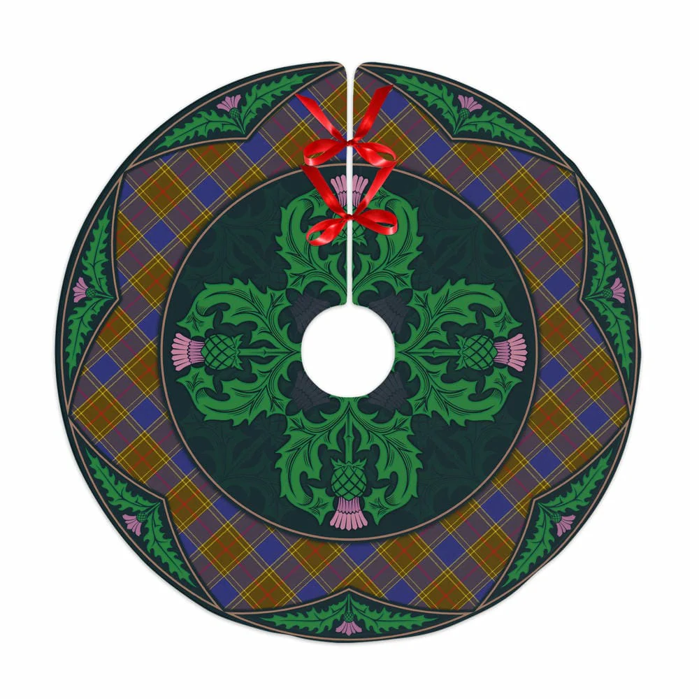Scottish Balfour Modern Tartan Christmas Tree Skirt Old Scottish Thistle Flower