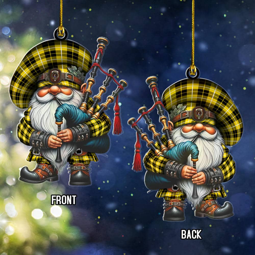 Scottish Barclay Clan Badge Tartan Bagpiper Gnome Ornament - Image 2