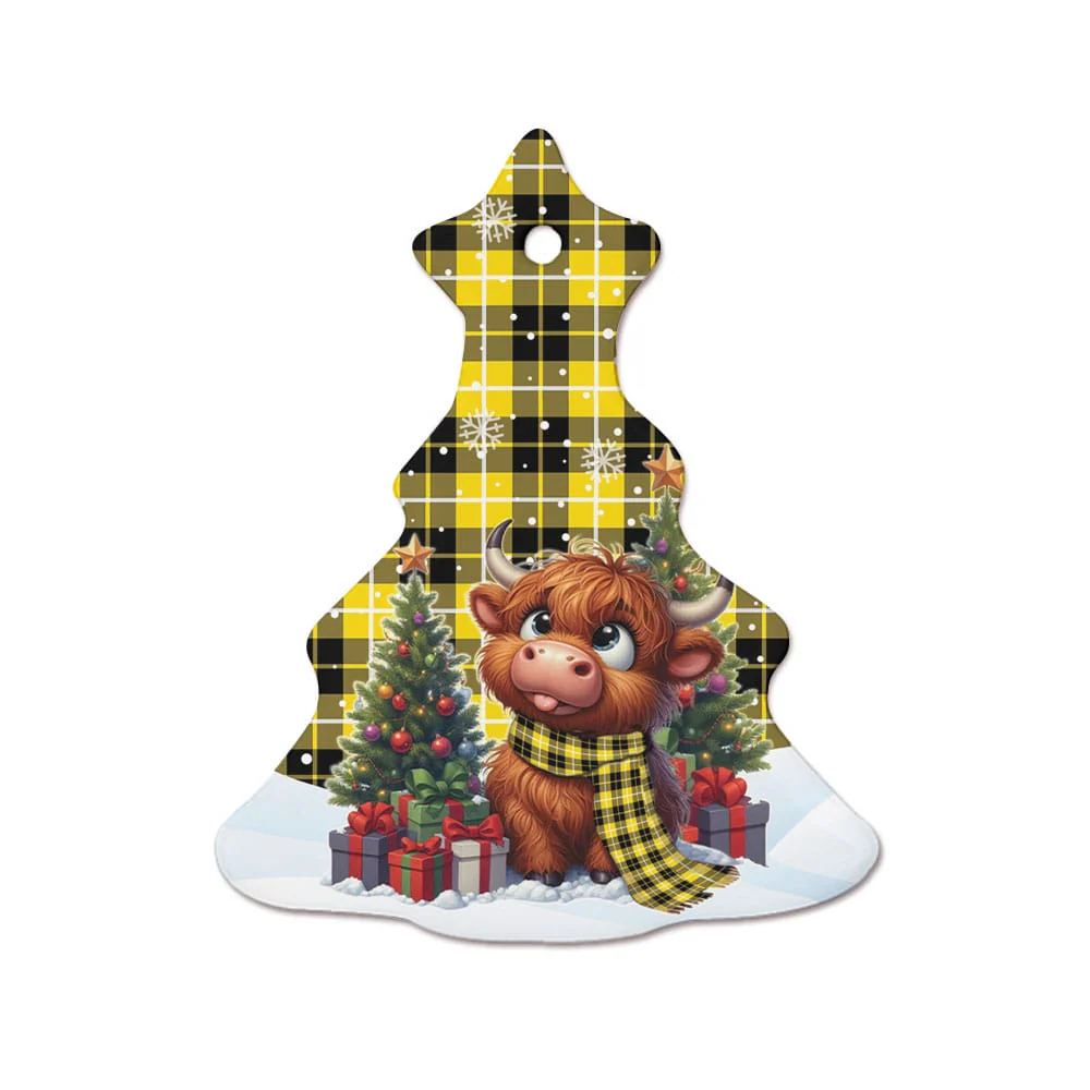 Scottish Barclay Dress Modern Tartan Ceramic Ornament Cute Highland Cow Christmas - Image 7