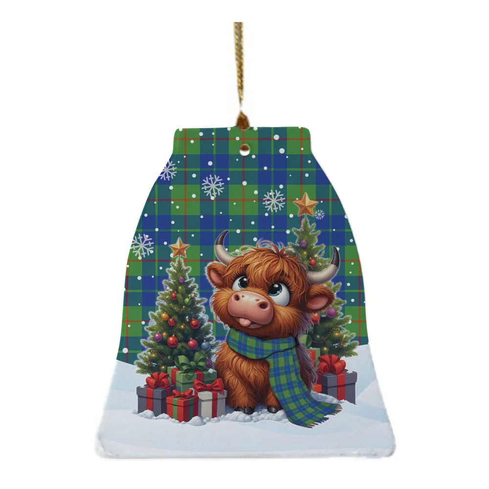 Scottish Barclay Hunting Ancient Tartan Ceramic Ornament Cute Highland Cow Christmas - Image 4