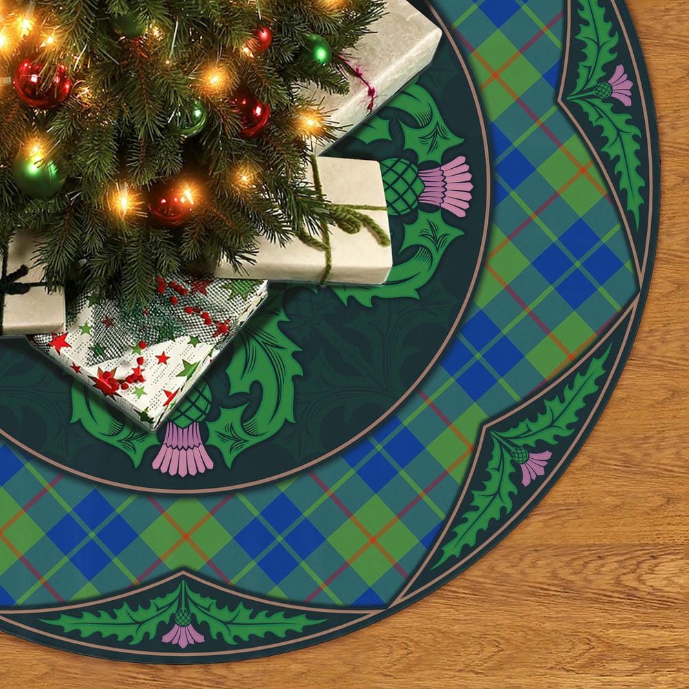 Scottish Barclay Hunting Ancient Tartan Christmas Tree Skirt Old Scottish Thistle Flower - Image 2
