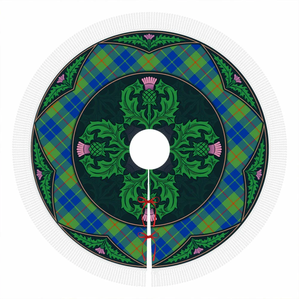 Scottish Barclay Hunting Ancient Tartan Christmas Tree Skirt Old Scottish Thistle Flower - Image 4