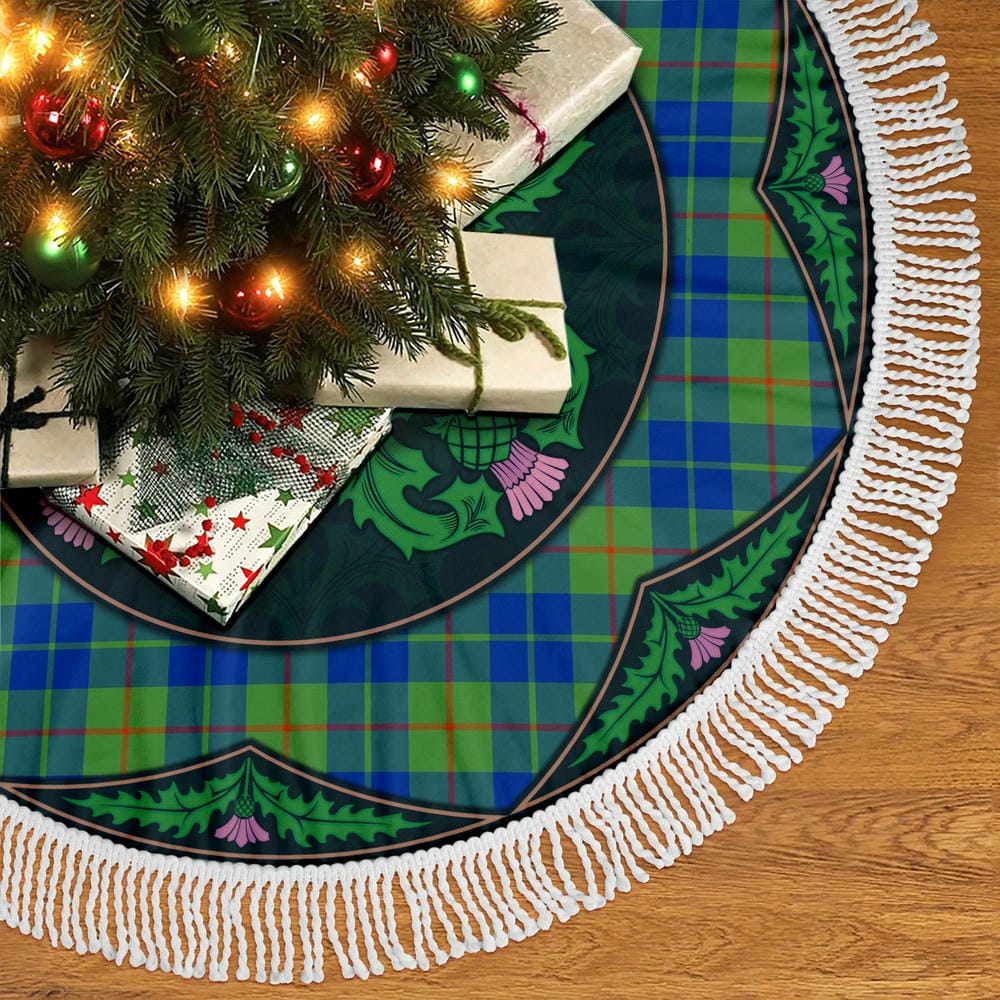 Scottish Barclay Hunting Ancient Tartan Christmas Tree Skirt Old Scottish Thistle Flower - Image 5