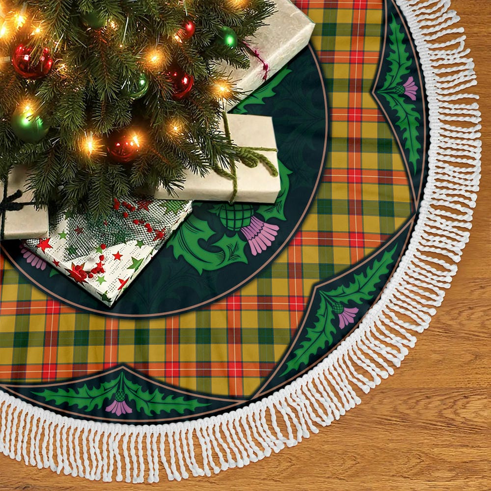 Scottish Baxter Tartan Christmas Tree Skirt Old Scottish Thistle Flower - Image 5